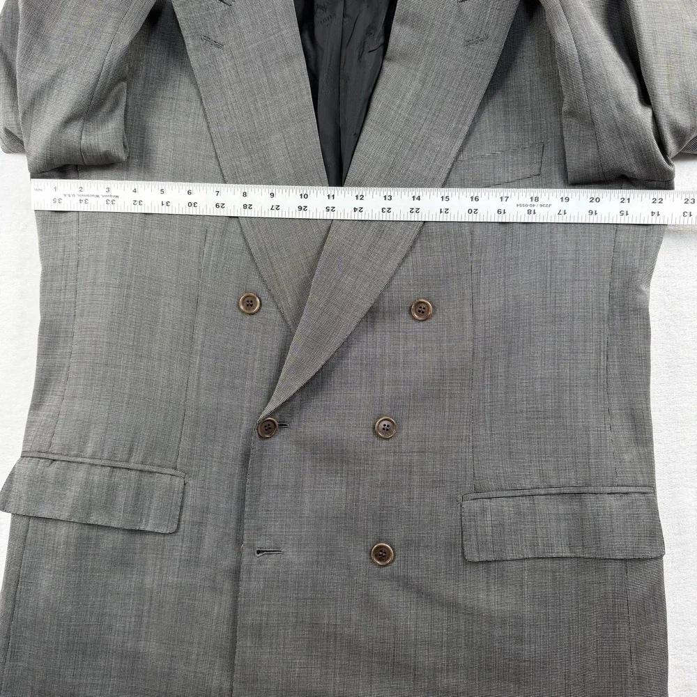 Vtg Brioni Suit Jacket Double Breasted Mens 42L Wool Cashmere Blend Peak Lapel